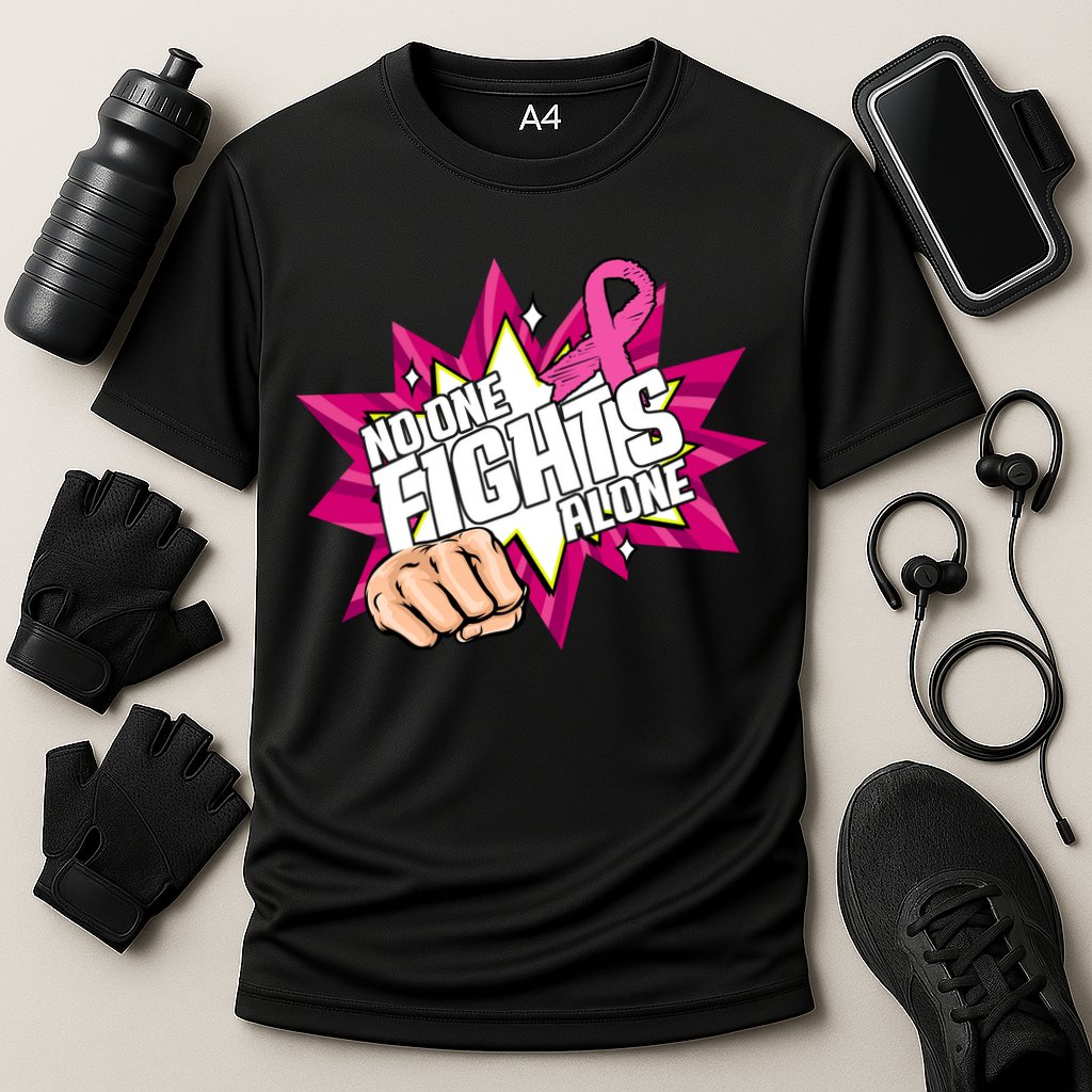 No One Fights Alone Breast Cancer Awareness Cooling Performance Crew T-Shirt