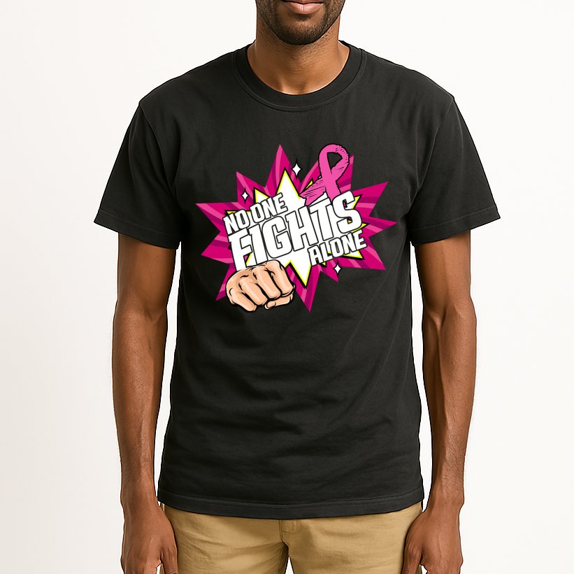 No One Fights Alone Breast Cancer Awareness Tall T-Shirt