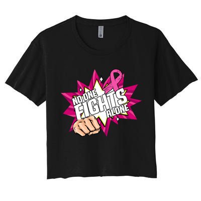 No One Fights Alone Breast Cancer Awareness Crop Top