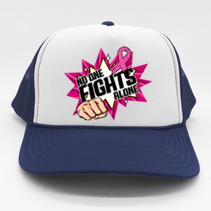 No One Fights Alone Breast Cancer Awareness Trucker Hat