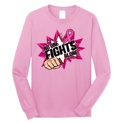 No One Fights Alone Breast Cancer Awareness Long Sleeve Shirt