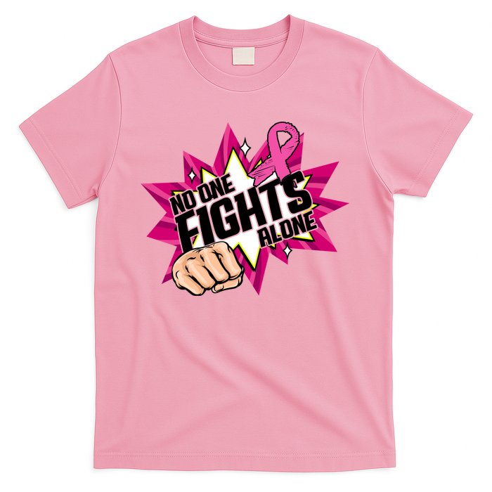 No One Fights Alone Breast Cancer Awareness T-Shirt