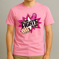 No One Fights Alone Breast Cancer Awareness T-Shirt