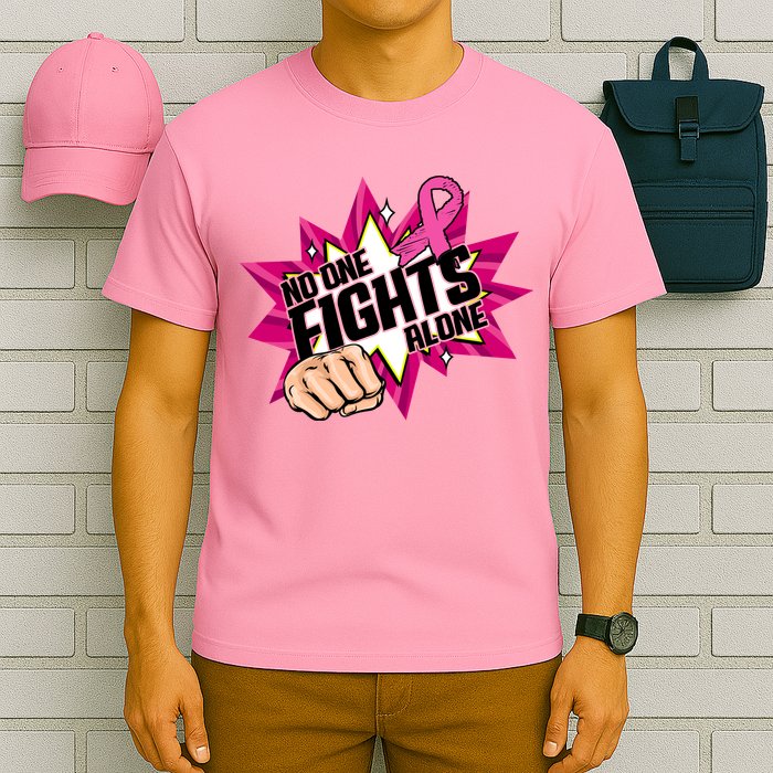 No One Fights Alone Breast Cancer Awareness T-Shirt