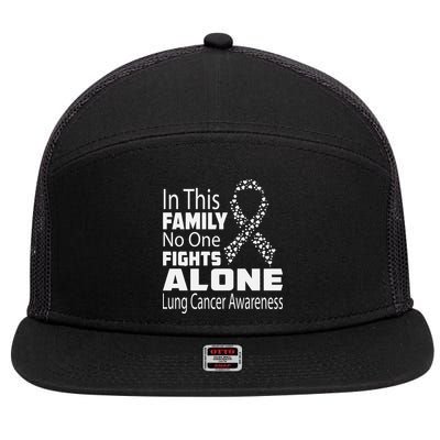 No One Fights Alone Lung Cancer Awareness 7 Panel Mesh Trucker Snapback Hat