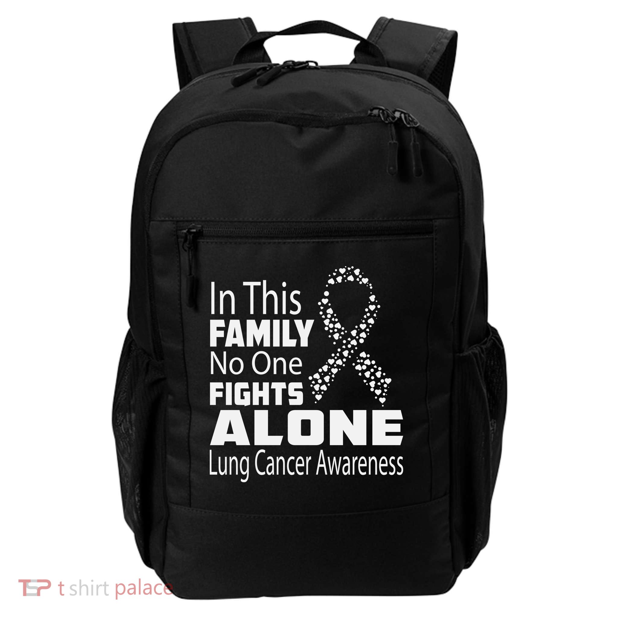 No One Fights Alone Lung Cancer Awareness Backpack