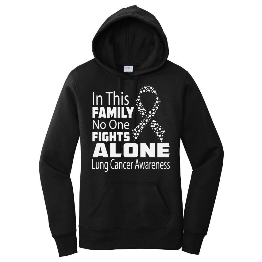 No One Fights Alone Lung Cancer Awareness Women's Pullover Hoodie