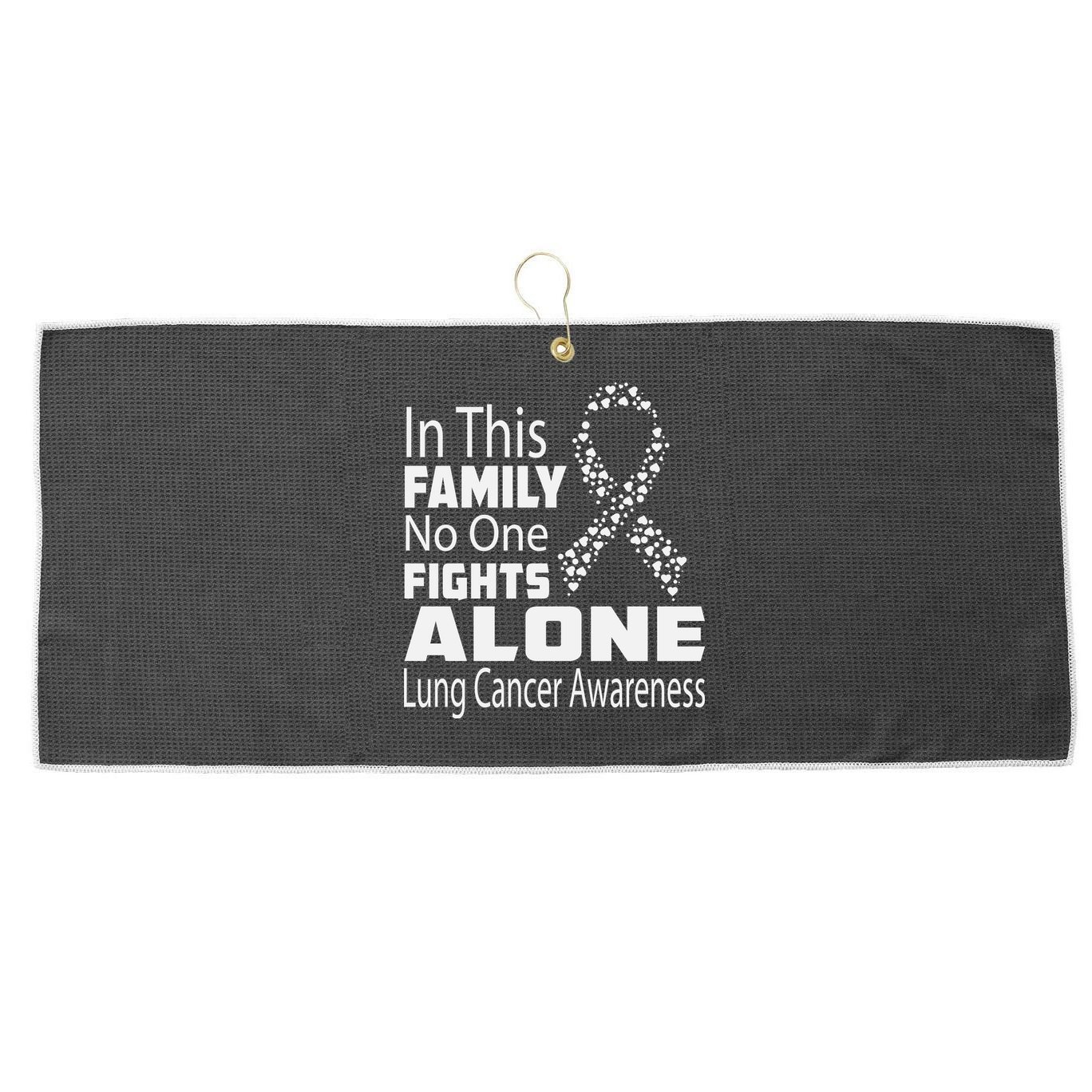 No One Fights Alone Lung Cancer Awareness Large Microfiber Waffle Golf Towel