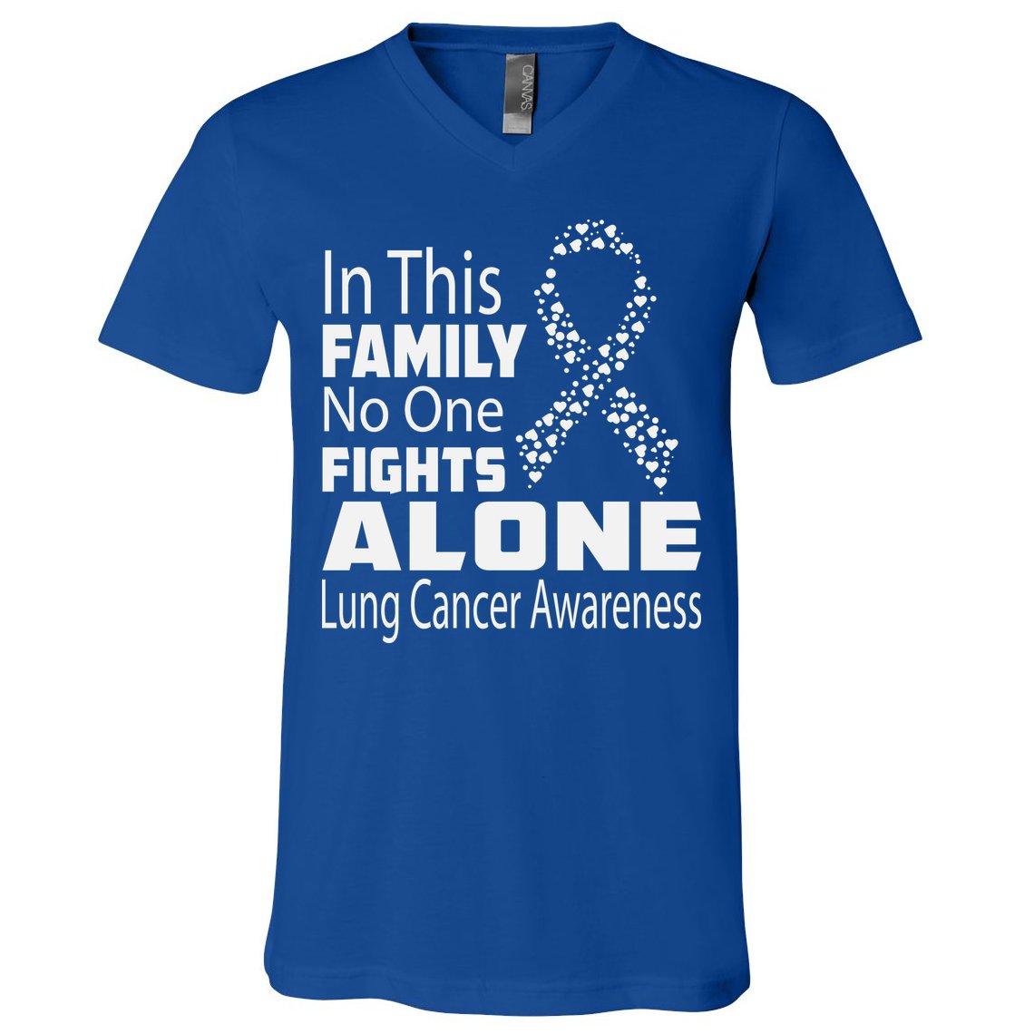 No One Fights Alone Lung Cancer Awareness V-Neck T-Shirt