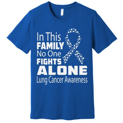 No One Fights Alone Lung Cancer Awareness Premium T-Shirt