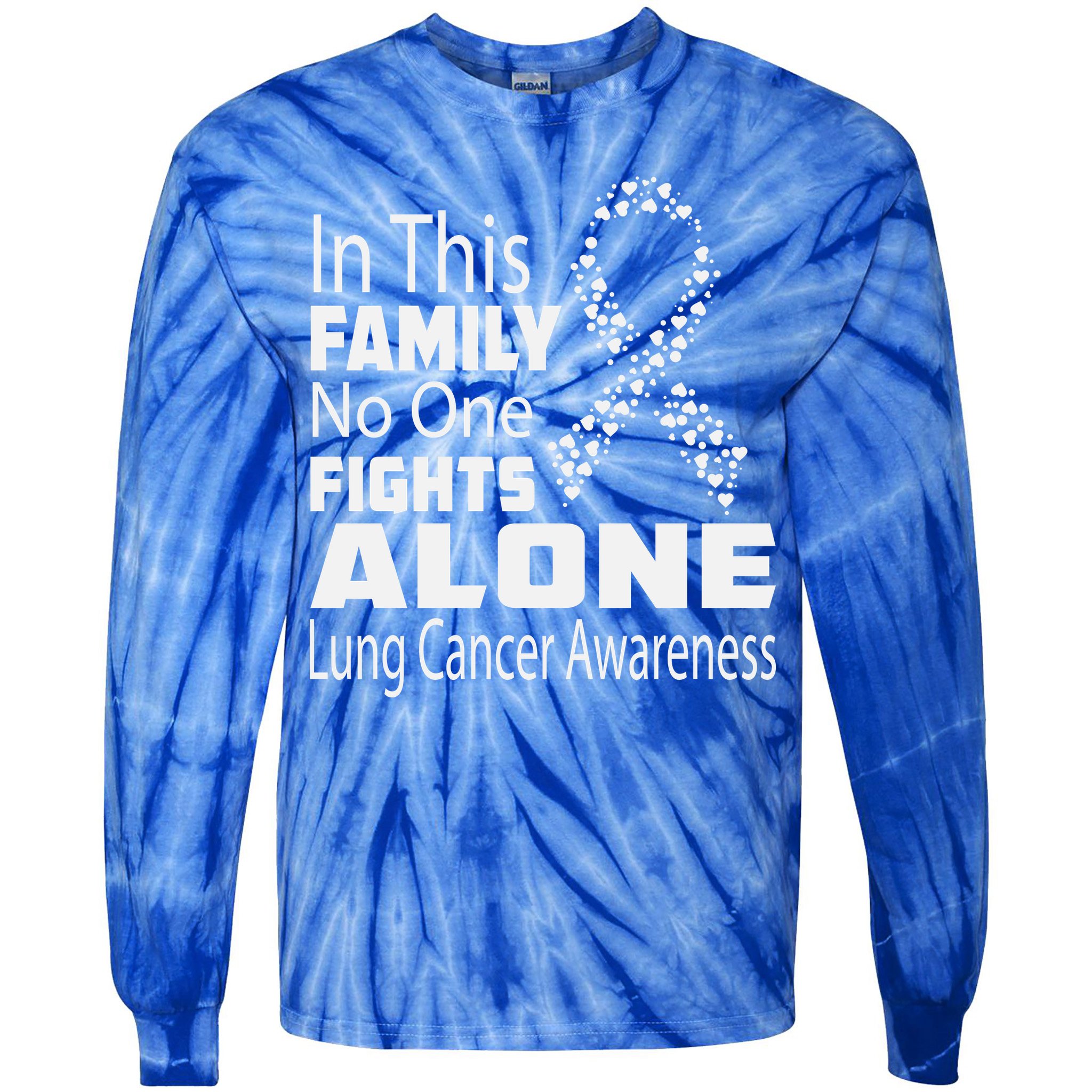 No One Fights Alone Lung Cancer Awareness Tie-Dye Long Sleeve Shirt
