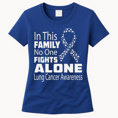 No One Fights Alone Lung Cancer Awareness Womens T-Shirt