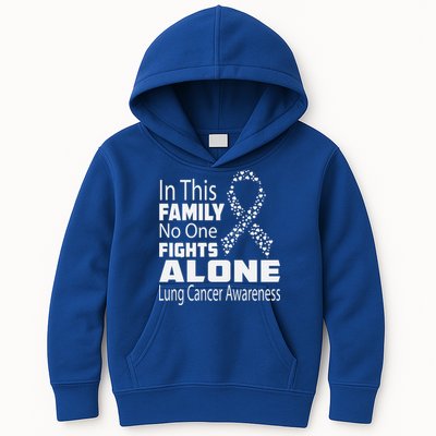 No One Fights Alone Lung Cancer Awareness Kids Hoodie