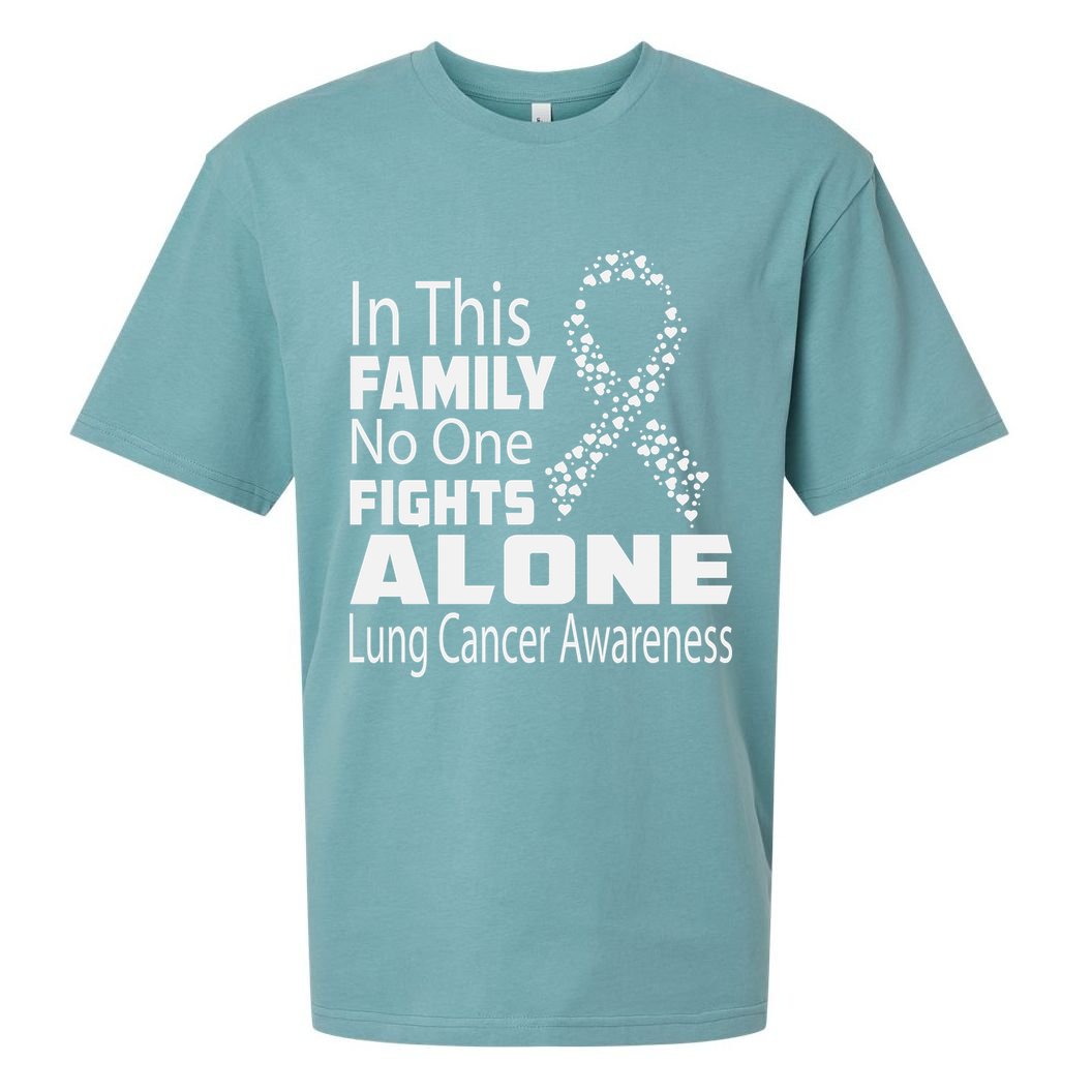No One Fights Alone Lung Cancer Awareness Sueded Cloud Jersey T-Shirt