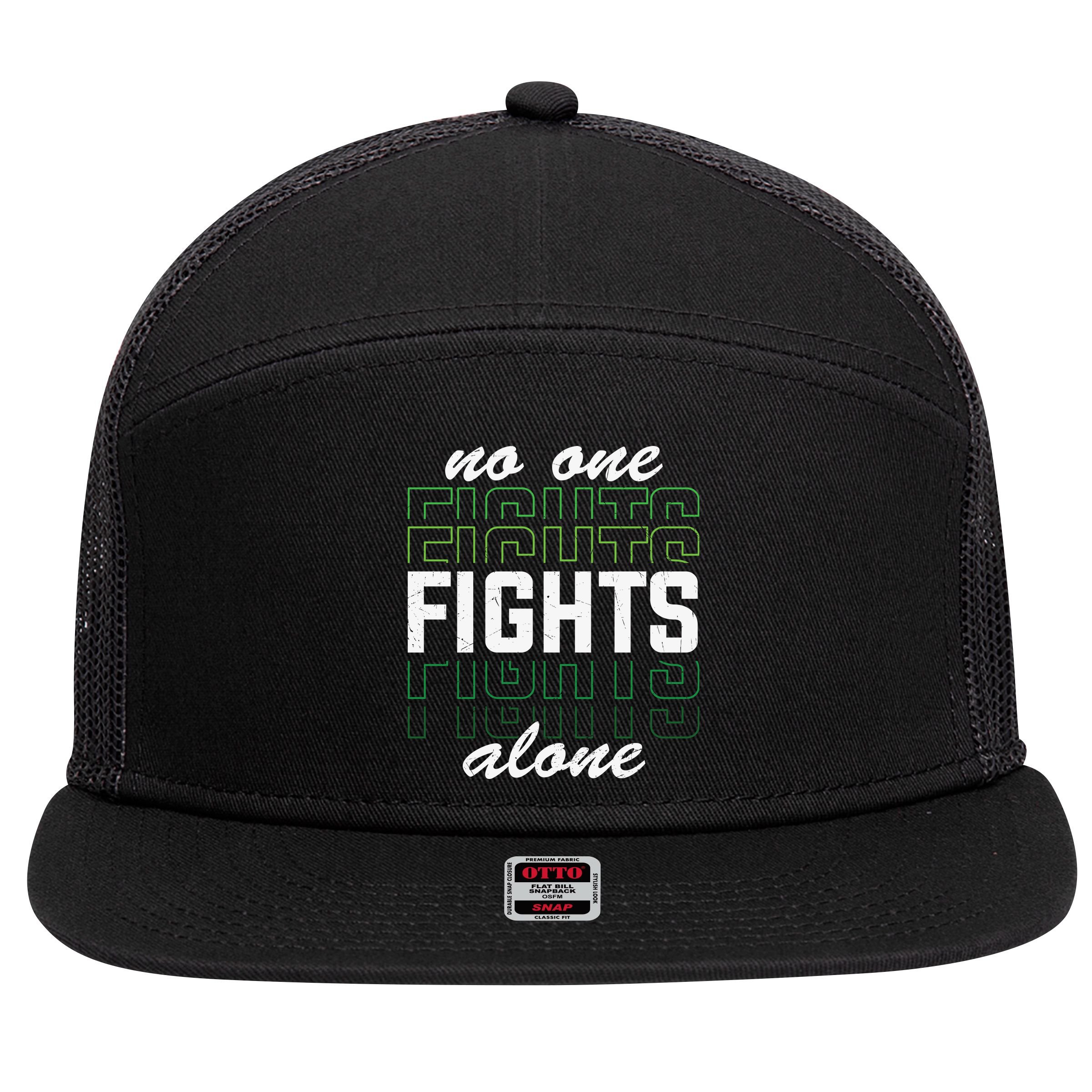 No One Fights Alone Mental Health Awareness 7 Panel Mesh Trucker Snapback Hat