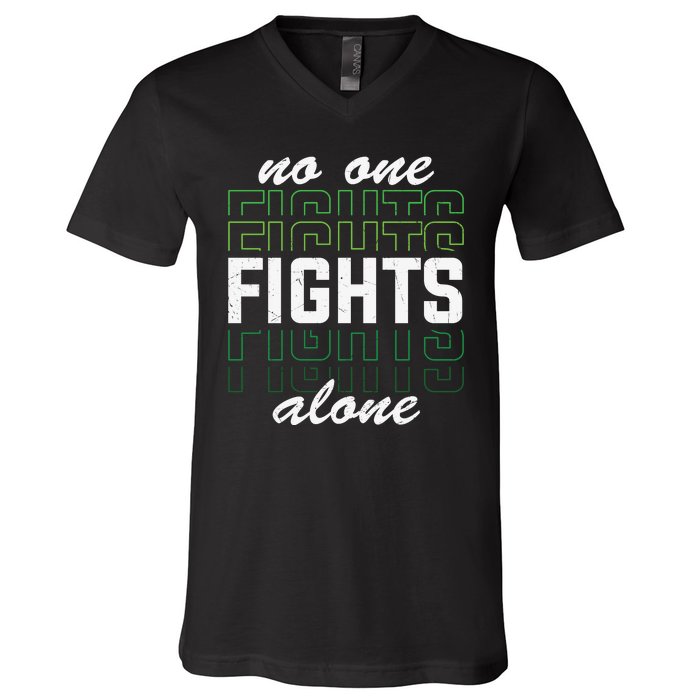 No One Fights Alone Mental Health Awareness V-Neck T-Shirt