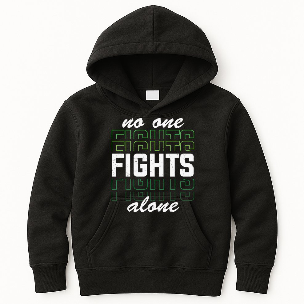 No One Fights Alone Mental Health Awareness Kids Hoodie