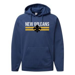 New Orleans Fleurdelis Fleurdelys Lily Icon New Orlean Performance Fleece Hoodie