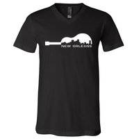 New Orleans Guitar Skyline V-Neck T-Shirt