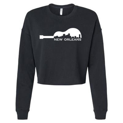 New Orleans Guitar Skyline Cropped Pullover Crew