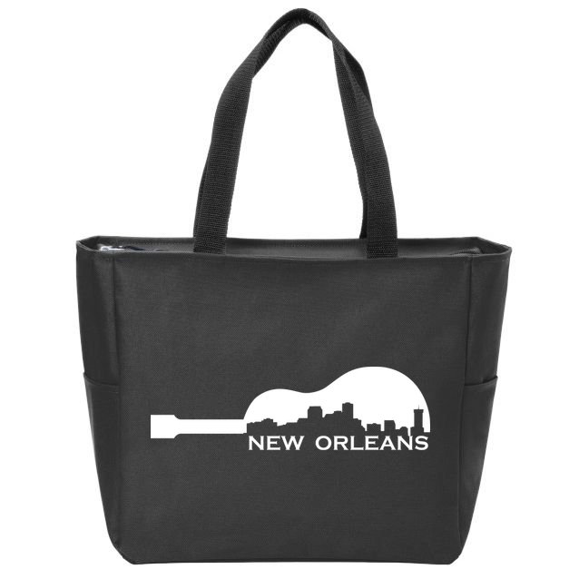 New Orleans Guitar Skyline Zip Tote Bag