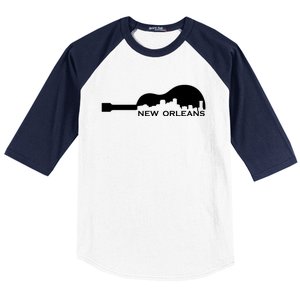 New Orleans Guitar Skyline Baseball Sleeve Shirt