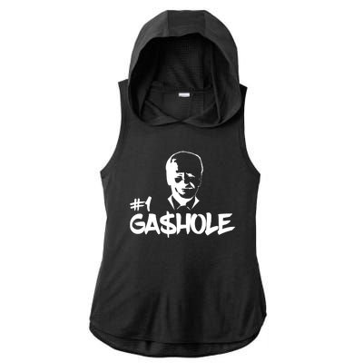 Number One Gashole Funny Joe Biden Ladies PosiCharge Tri-Blend Wicking Draft Hoodie Tank