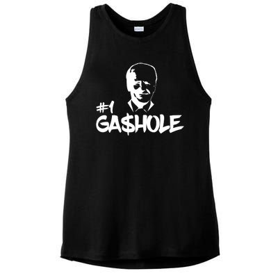 Number One Gashole Funny Joe Biden Ladies PosiCharge Tri-Blend Wicking Tank