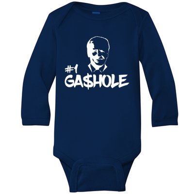 Number One Gashole Funny Joe Biden Baby Long Sleeve Bodysuit