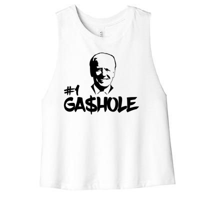 Number One Gashole Funny Joe Biden Women's Racerback Cropped Tank