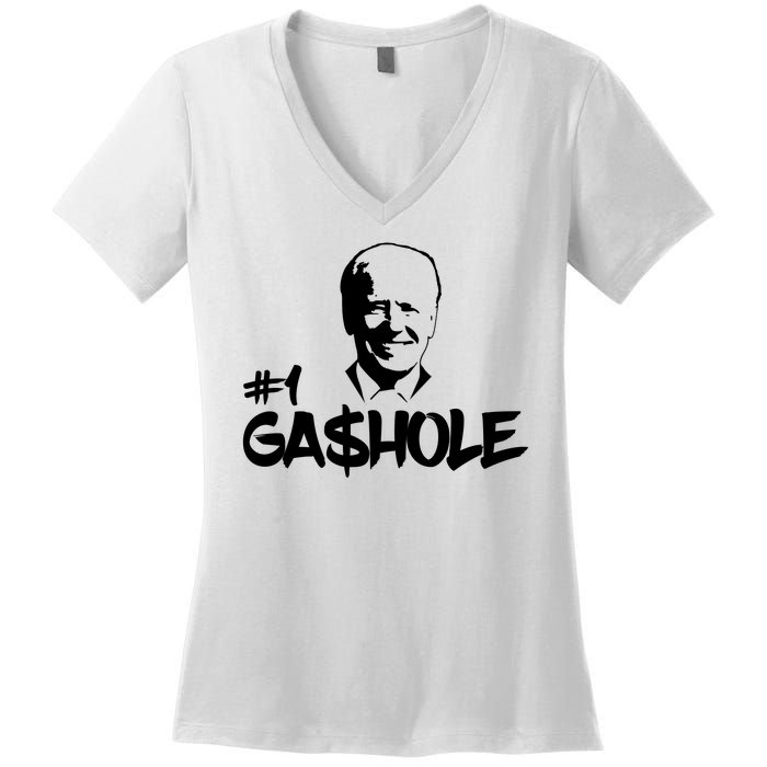 Number One Gashole Funny Joe Biden Women's V-Neck T-Shirt