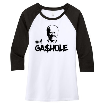 Number One Gashole Funny Joe Biden Women's Tri-Blend 3/4-Sleeve Raglan Shirt