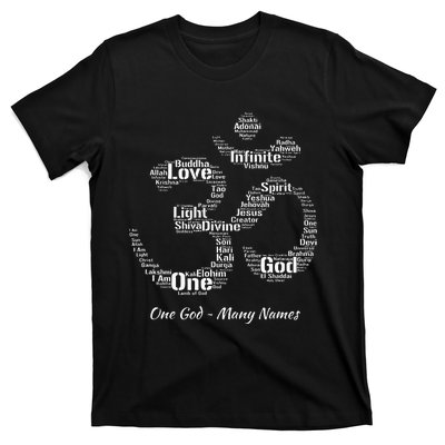 Names Of God In Om Symbol Yoga Inspired Aum T-Shirt