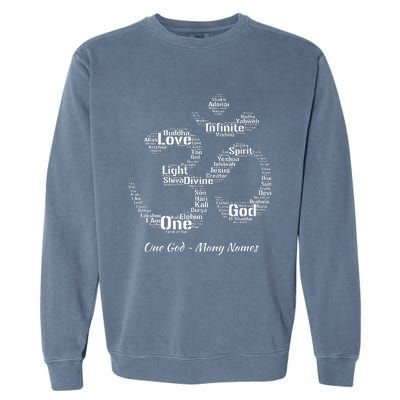 Names Of God In Om Symbol Yoga Inspired Aum Garment-Dyed Sweatshirt