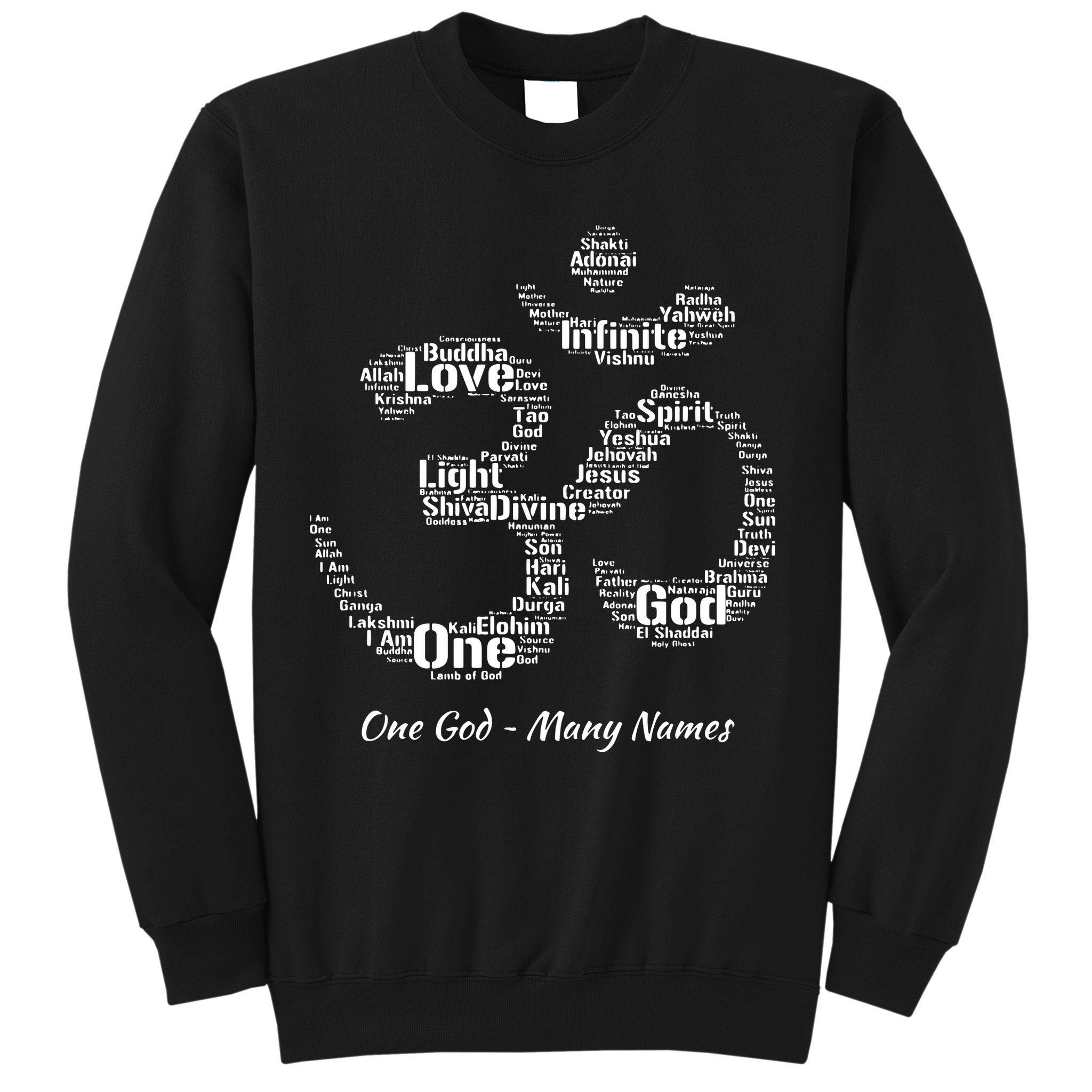 Names Of God In Om Symbol Yoga Inspired Aum T Sweatshirt