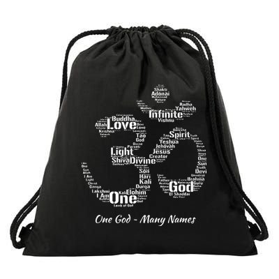 Names Of God In Om Symbol Yoga Inspired Aum T Drawstring Bag