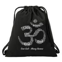 Names Of God In Om Symbol Yoga Inspired Aum T Drawstring Bag
