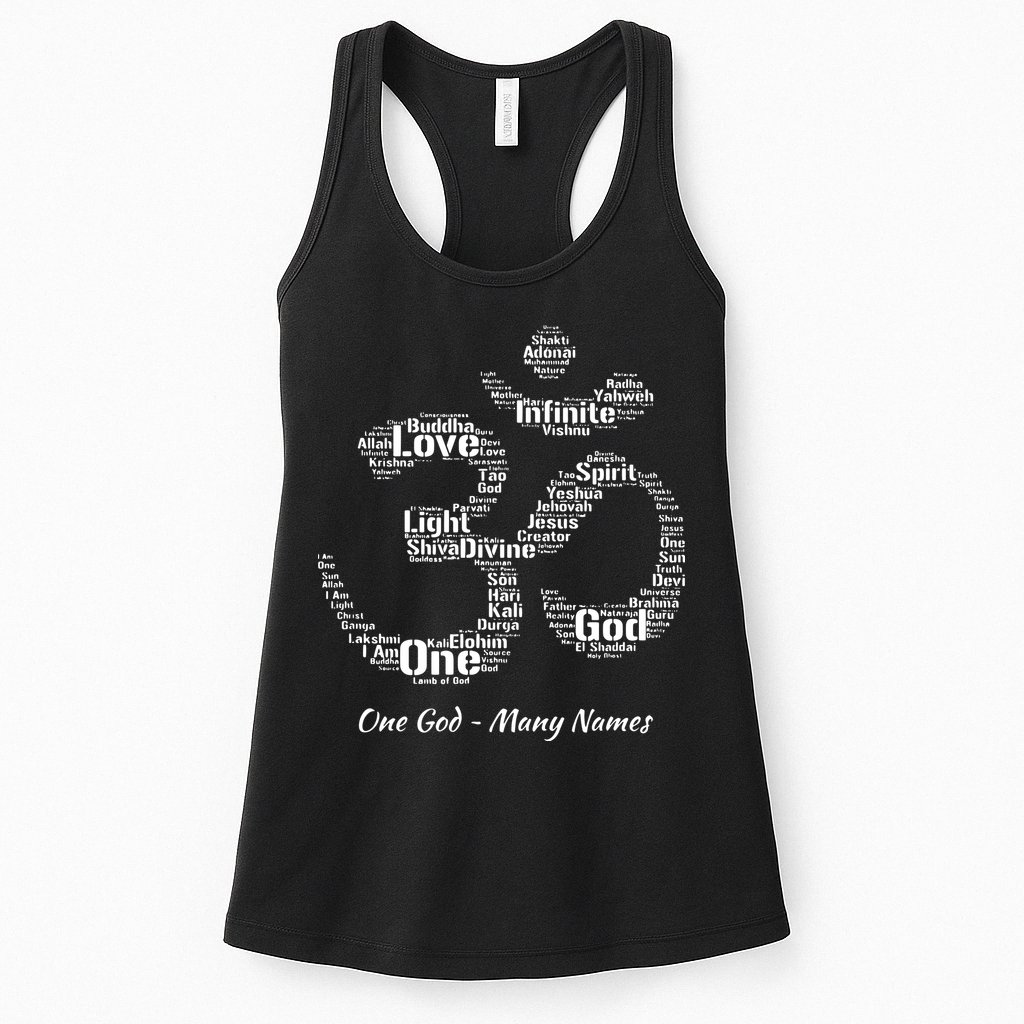 Names Of God In Om Symbol Yoga Inspired Aum T Womens Tank Top