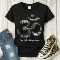 Names Of God In Om Symbol Yoga Inspired Aum T Womens T-Shirt
