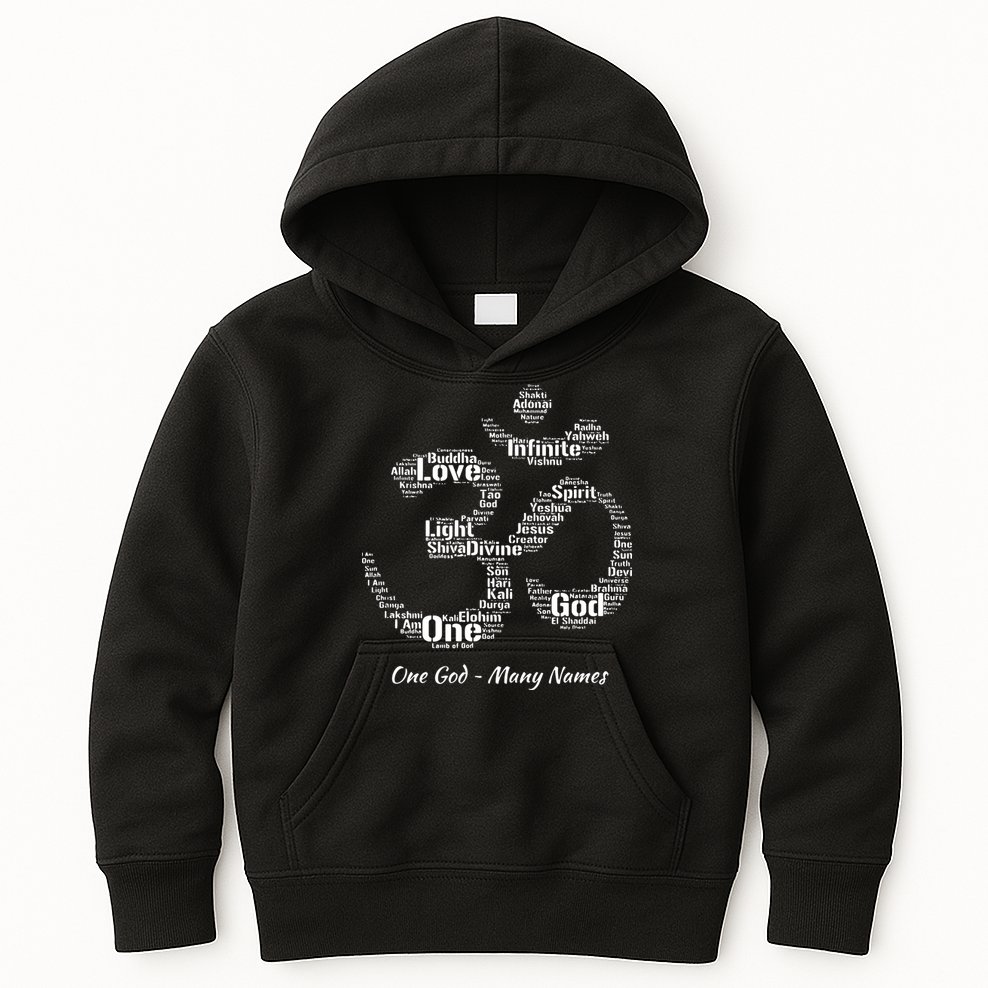 Names Of God In Om Symbol Yoga Inspired Aum T Kids Hoodie