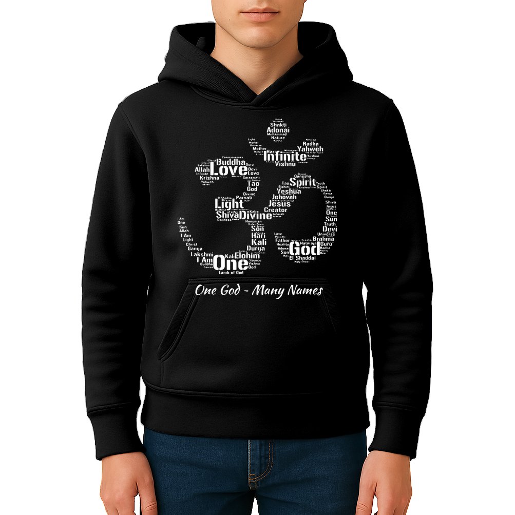 Names Of God In Om Symbol Yoga Inspired Aum T Kids Hoodie