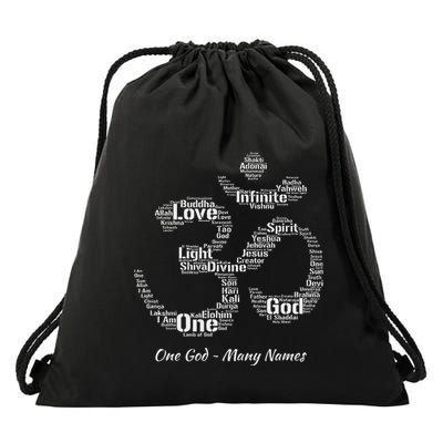 Names Of God T In Om Symbol Yoga Inspired Aum Drawstring Bag