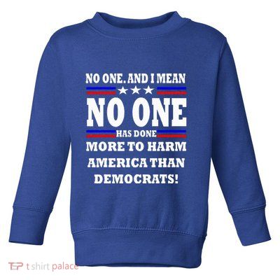 No One Has Done More To Harm America Than Democrats Toddler Sweatshirt