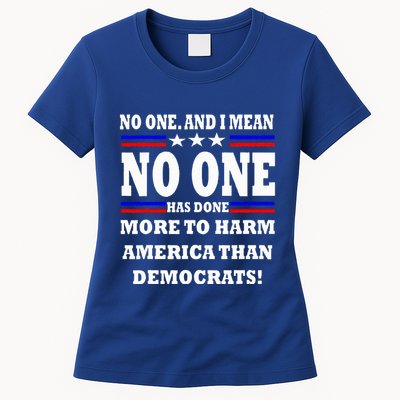No One Has Done More To Harm America Than Democrats Womens T-Shirt
