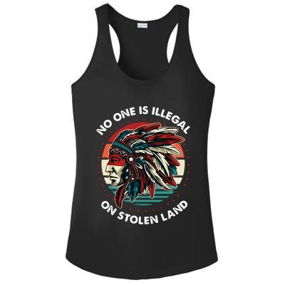 No One Is Illegal On Stolen Land Native Vintage Ladies PosiCharge Competitor Racerback Tank