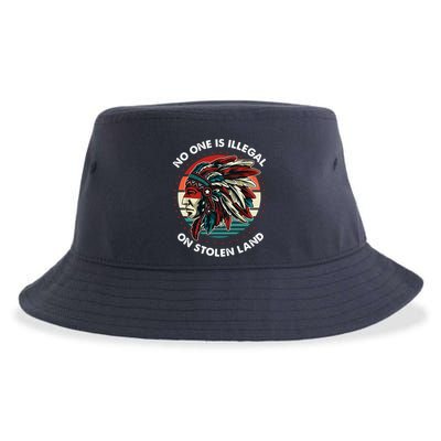 No One Is Illegal On Stolen Land Native Vintage Sustainable Bucket Hat