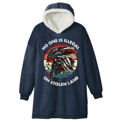 No One Is Illegal On Stolen Land Native Vintage Hooded Wearable Blanket