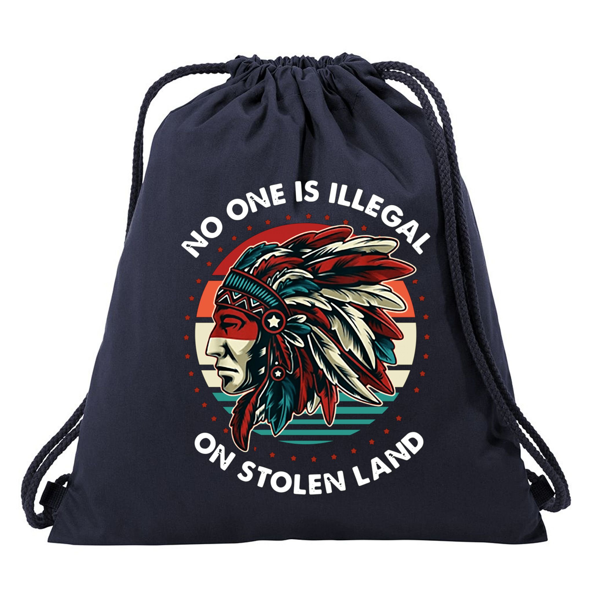No One Is Illegal On Stolen Land Native Vintage Drawstring Bag