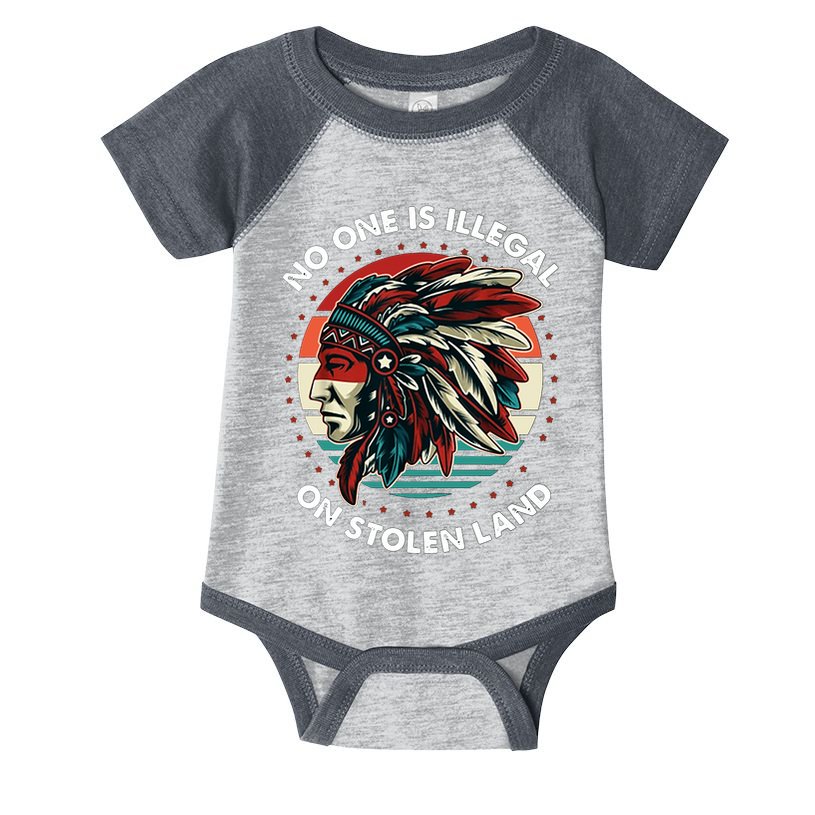No One Is Illegal On Stolen Land Native Vintage Infant Baby Jersey Bodysuit