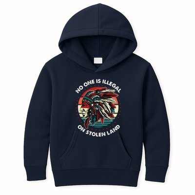 No One Is Illegal On Stolen Land Native Vintage Kids Hoodie